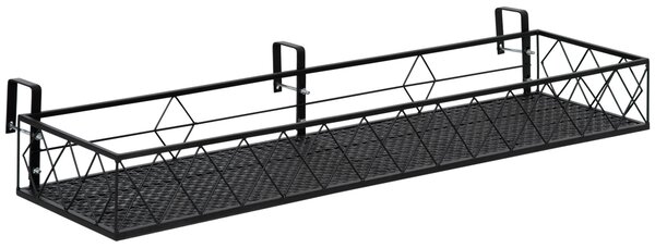 Portapiante per Ringhiera 100x31x12 cm in Metallo Nero