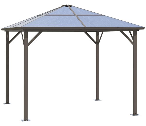 Gazebo da Giardino 2,94x2,94m in Alluminio Caffè