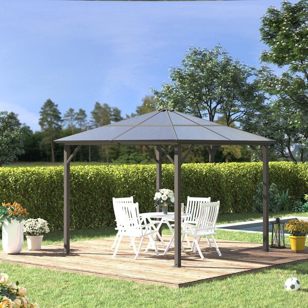 Gazebo da Giardino 2,94x2,94m in Alluminio Caffè