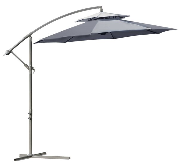 Ombrellone da Giardino Decentrato Ø267x265 cm in Acciaio e Poliestere Grigio
