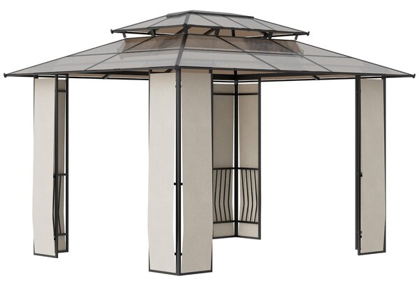 Gazebo da Giardino 3,65x3m in Acciaio e Alluminio Marrone