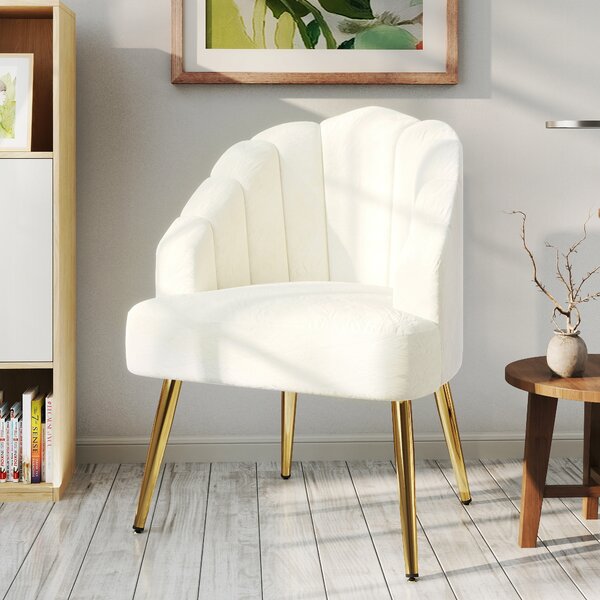 HOMCOM Poltrona in Velluto con Schienale a Conchiglia e Gambe in Acciaio, Poltrona Design Moderno Imbottita, Crema | Aosom Italy