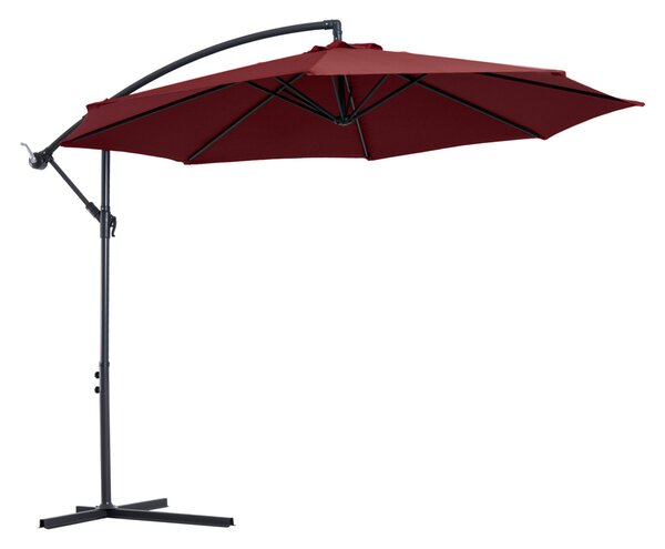 Ombrellone da Giardino Decentrato Ø300x250 cm in Acciaio e Poliestere Rosso Scuro