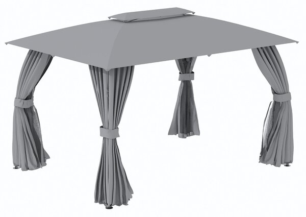 Gazebo da Giardino 3,95x2,95m in Acciaio Grigio