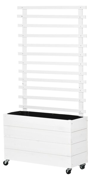 Fioriera con Traliccio e Ruote 76x30x155 cm in Legno Bianca