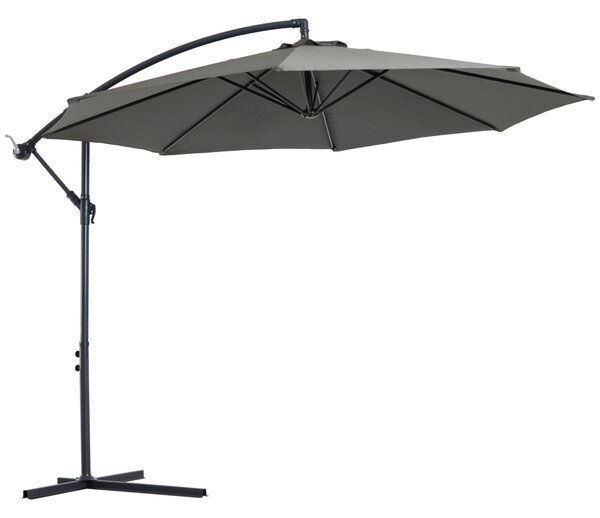 Ombrellone da Giardino Decentrato Ø300x250 cm in Acciaio e Poliestere Grigio