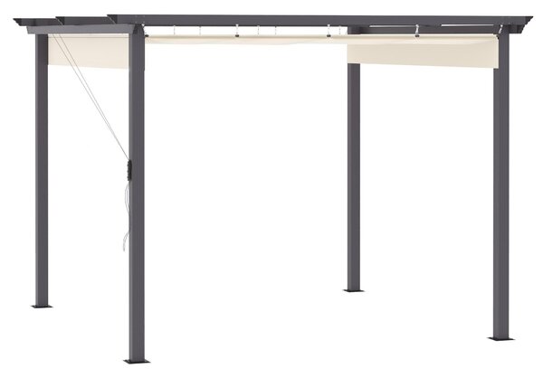 Pergola da Giardino 2,95x2,95m in Alluminio e Poliestere Bianco Crema