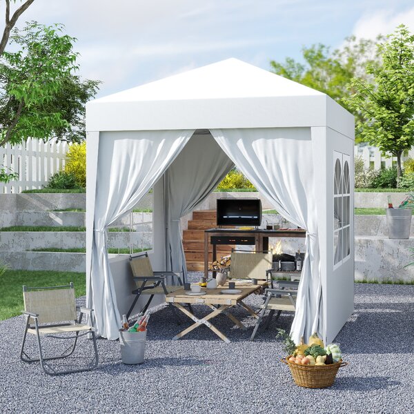 Outsunny Gazebo Pieghevole con 4 Pareti Rimovibili e Borsa da Trasporto, in Metallo e Poliestere, 2x2m, Bianco | Aosom Italy
