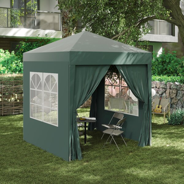 Outsunny Gazebo 2x2m Pieghevole con 4 Pareti Rimovibili e Borsa da Trasporto, in Metallo e Poliestere, Verde | Aosom Italy