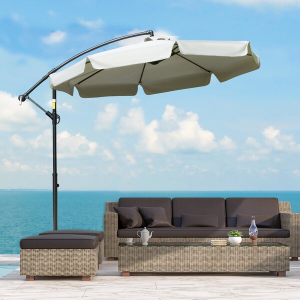 Ombrellone da Giardino Decentrato Ø265x265 cm in Metallo e Poliestere Beige