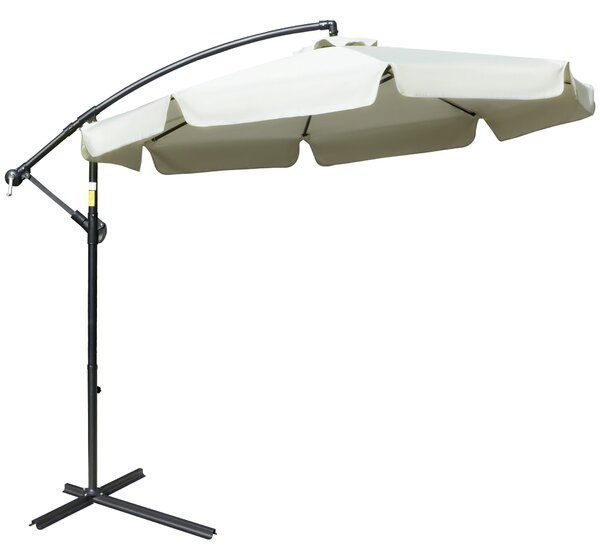 Ombrellone da Giardino Decentrato Ø265x265 cm in Metallo e Poliestere Beige