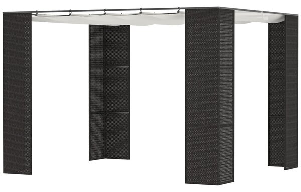 Pergola da Giardino 2,98x2,98x2m in Metallo e Rattan Nero