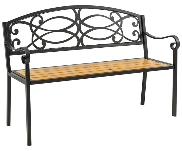 Panchina da Giardino 2 Posti 127x52x88 cm in Metallo e Legno Nero