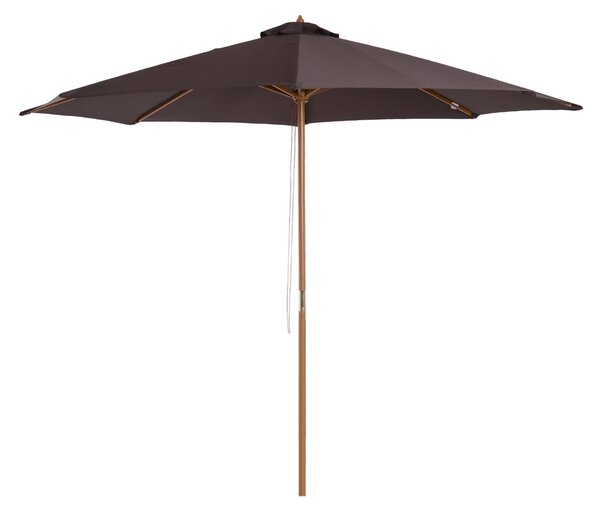 Ombrellone da Giardino Ø300x250 cm in Legno e Poliestere Caffè