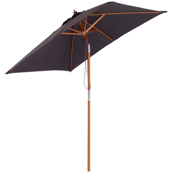Ombrellone da Giardino 2x1,5 m Palo Ø38 mm in Legno e Poliestere Grigio Scuro