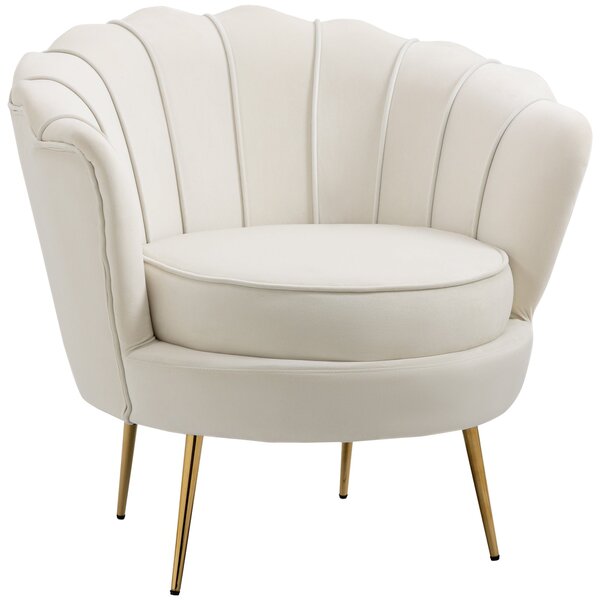Poltrona Imbottita 179x77x77 cm in Velluto Crema