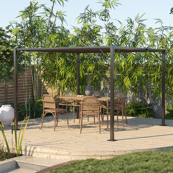 Pergola da Giardino 2,95x2,95m in Alluminio e Acciaio Grigio