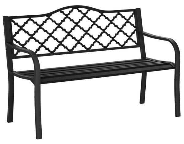 Panchina da Giardino 2 Posti 128x58,5x89 cm in Acciaio e Ghisa Nero