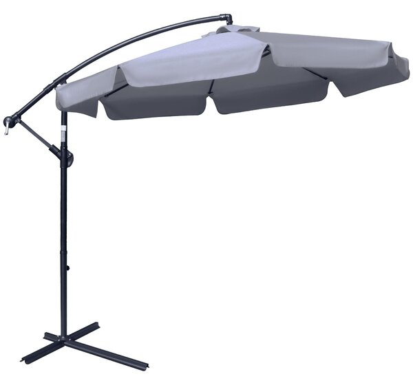 Ombrellone da Giardino Decentrato Ø265x265 cm in Metallo e Poliestere Grigio