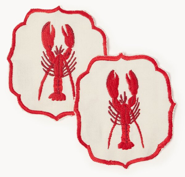 Set di 2 tovaglioli ricamati Lobster