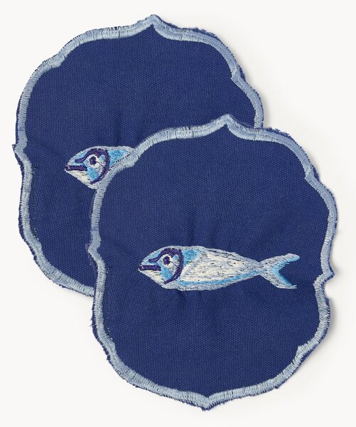 Set di 2 tovaglioli ricamati Fish