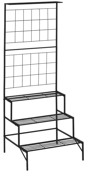 Portapiante 3 Ripiani 60x53,5x159,5 cm in Metallo Nero
