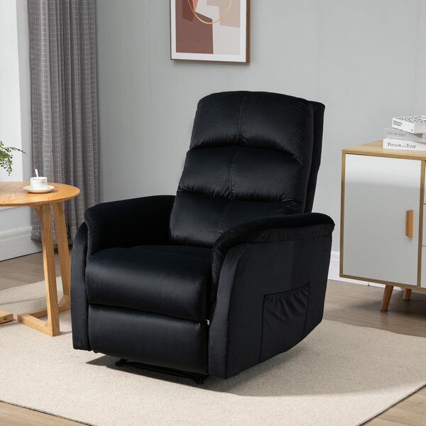 Poltrona Relax Manuale Reclinabile 85x95x104 cm in Tessuto Nero