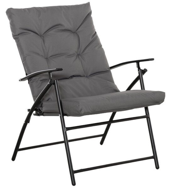 Sedia Pieghevole da Giardino 65x65x94 cm in Metallo e Tessuto Oxford Grigio