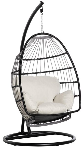 Amaca Dondolina da Giardino 101x101x188 cm in Metallo Nero