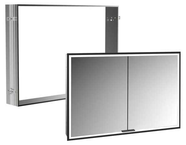 Specchio da bagno Kronenbach Cube 2.0, dimensioni 100 cm, con telaio da incasso, 2 ante