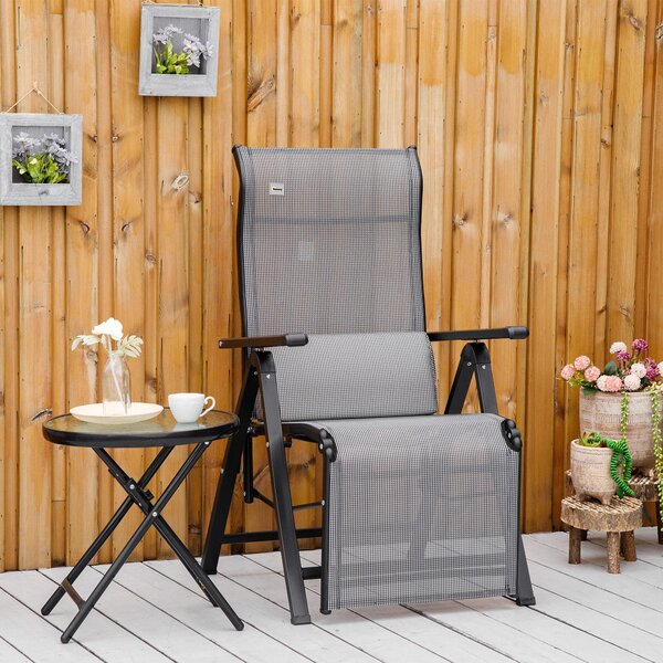 Sedia Sdraio Zero Gravity Reclinabile 70x65x111 cm in Acciaio e Tessuto a Rete Grigio