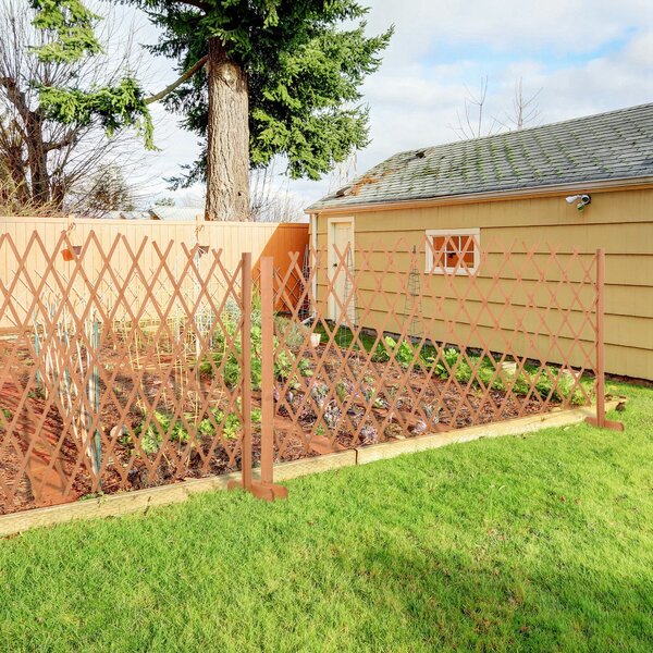Recinzione da Giardino Estensibile 150x30x148 cm in Legno di Abete Arancione