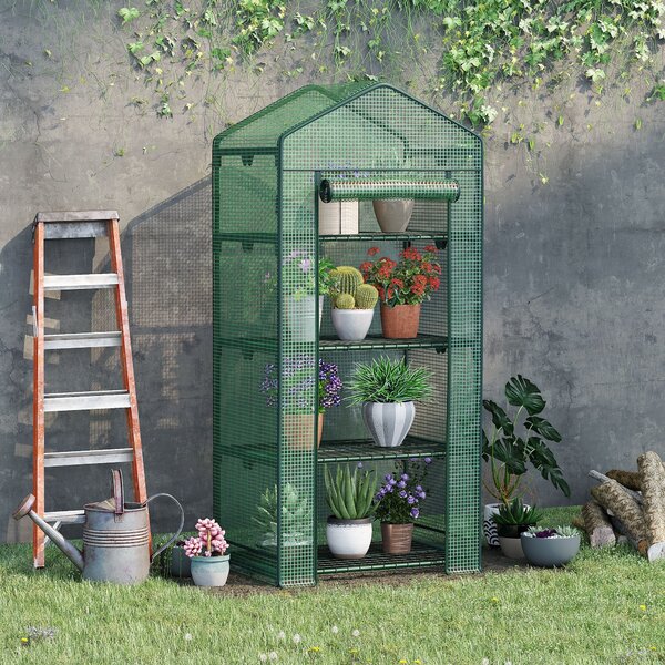 Serra da Giardino 4 Ripiani 69x49x158 cm in Acciaio Verde