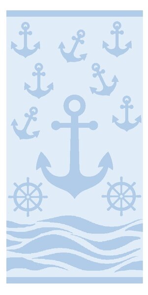 Telo mare tipo terry azzurro in cotone 70x140 cm Anchor – B.E.S