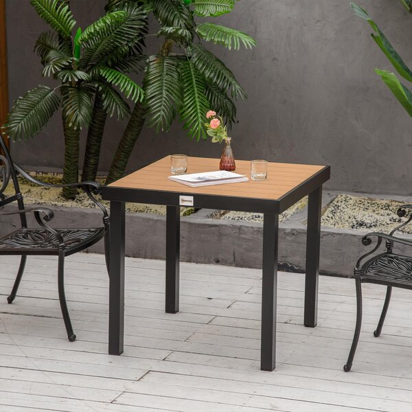 Tavolo da Giardino 80x80x74 cm in Alluminio e Plastica Nero e Color Legno