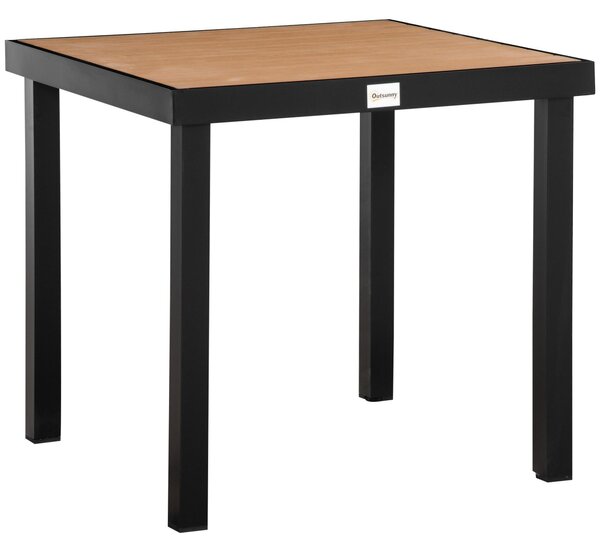 Tavolo da Giardino 80x80x74 cm in Alluminio e Plastica Nero e Color Legno