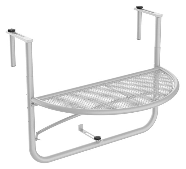 Tavolino da Ringhiera Pieghevole 60x45x50 cm in Metallo Bianco