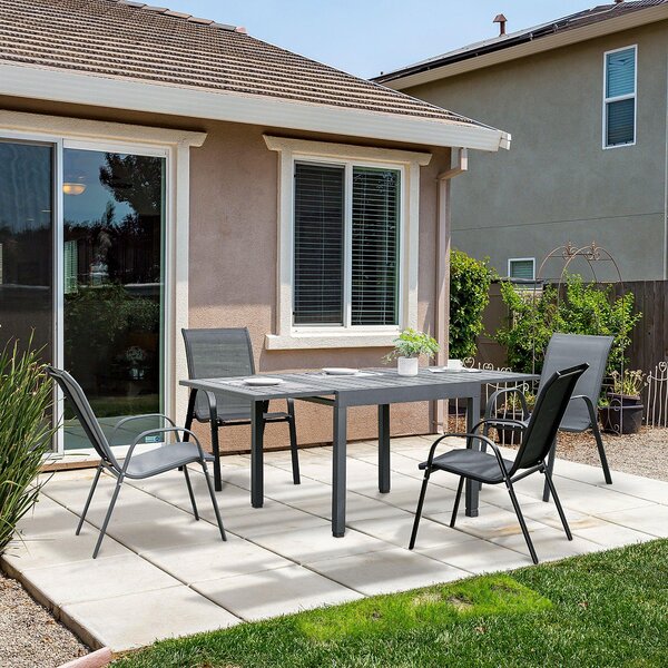 Tavolo Allungabile da Giardino 180x90x73 cm in Plastica e Alluminio Grigio