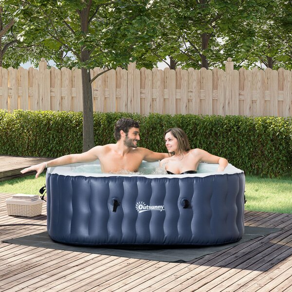 Vasca Idromassaggio da Esterno Gonfiabile Riscaldata 180x180x68 cm 930 Litri Blu Scuro