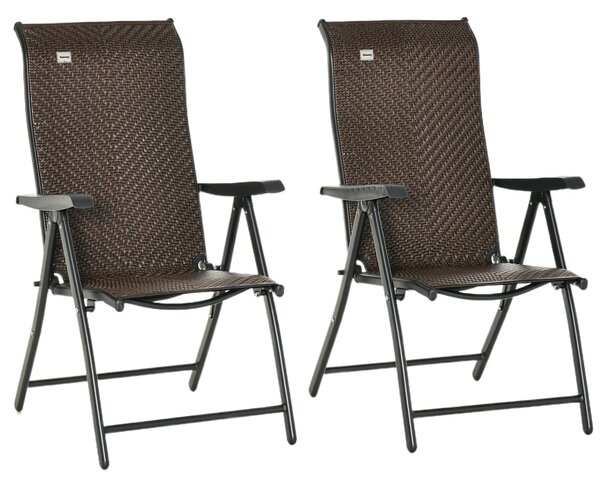 Set 2 Sedie da Giardino in Rattan Polietilene e Acciaio Rosso e Nero