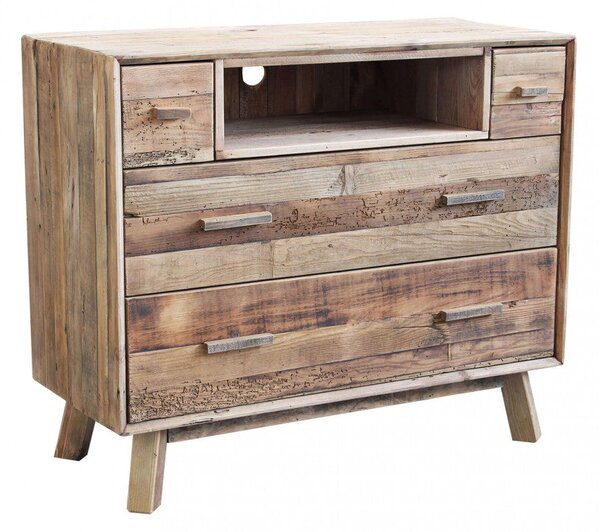 Cassettiera Nelson 110x48x92 h cm in Pino riciclato Marrone