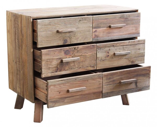 Cassettiera Denzel 102,6x48x85 h cm in Pino riciclato Marrone