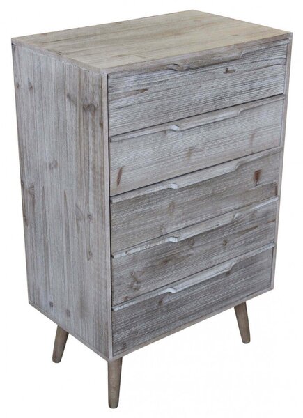 Cassettiera 5 Cassetti 60x40x95 h cm in Legno di paulownia Tortora