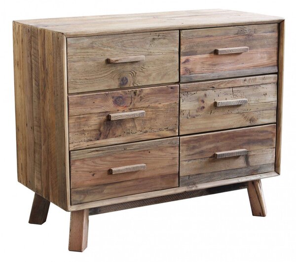 Cassettiera Denzel 102,6x48x85 h cm in Pino riciclato Marrone
