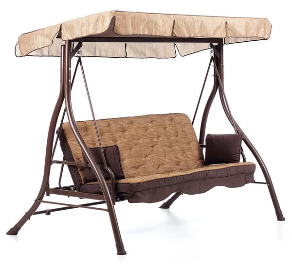 Dondolo Zanzibar 3 Posti 83x95x186 h cm in Tessuto Marrone