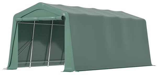 Tendone Garage per Auto Attrezzi 600x255-310x255 cm in Acciaio e PVC Verde Scuro