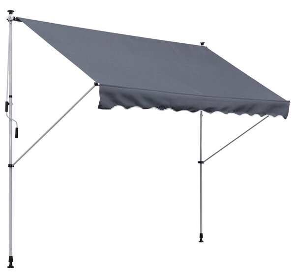 Tenda da Sole a Muro 300x150 cm in Metallo e Poliestere Grigio