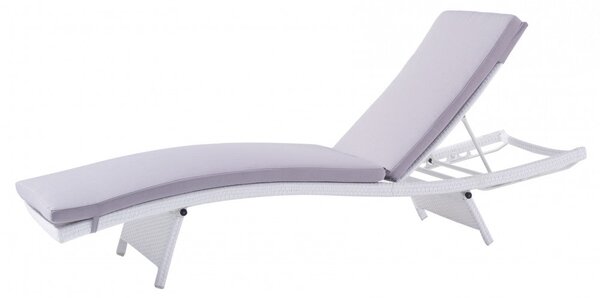 Lettino Prendisole da Giardino Honolulu con Cuscino 67x206x32 h cm in Wicker Bianco