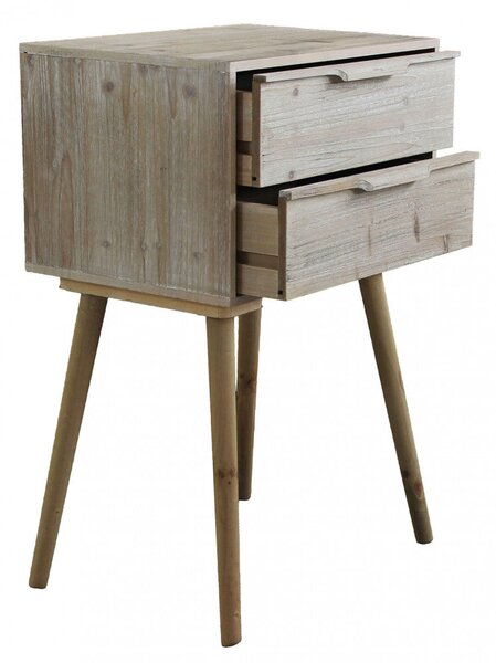 Mobiletto con 2 Cassetti 50x37x80 h cm in Legno di paulownia Tortora