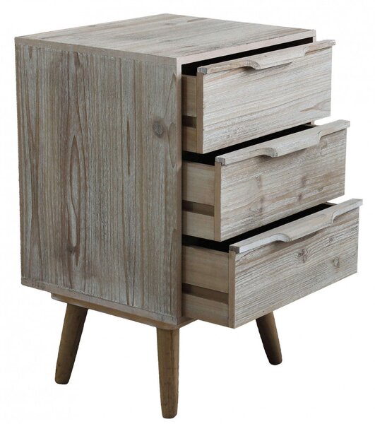 Mobiletto 3 Cassetti con Gambe in Legno 40x36x64 h cm in Legno di paulownia Tortora